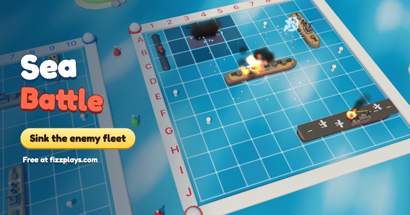 Sea Battle: two sea boards with 3D toy warships