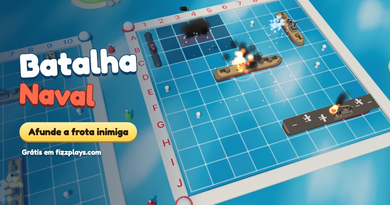 Batalha Naval: dois tabuleiros de mar com navios de guerra de brinquedo em 3D