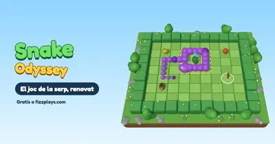 Snake Odyssey: Zig, una serp de joguina morada, envolta un arbust amb una gemma en un tauler 3D