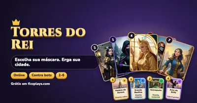 Torres do Rei: cartas de personagens mascarados e uma rainha coroada