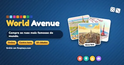 World Avenue: tabuleiro de Madri com a Puerta de Alcalá no centro, dados e cartas
