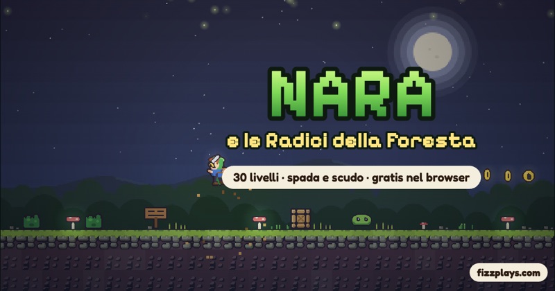 Nara e le Radici della Foresta: un'eroina con il cappuccio verde, spada e scudo in una foresta di notte