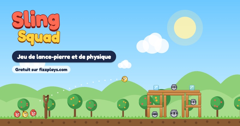 Sling Squad : un lance-pierre projette des créatures rondes contre des tours de ratons laveurs