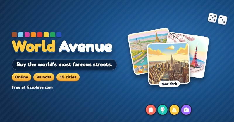 World Avenue: Madrid board with the Puerta de Alcalá in the center, dice and cards